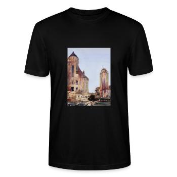 This is KALLIO 3 - Stanley/Stella CRAFTER Unisex Organic T-Shirt - black - Front - Alina (178cm) & Michal (187cm)