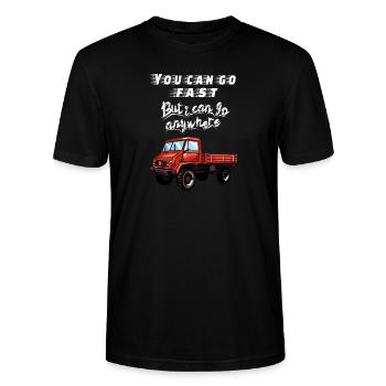 You can go faster, but I can go ANYWHERE! Unimog - Stanley/Stella Unisex Bio-T-Shirt CRAFTER - Schwarz - Vorne - Alina (178cm) & Michal (187cm)