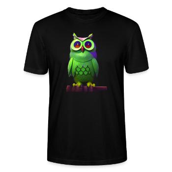 Hibou vert sur une branche - T-shirt bio CRAFTER Stanley Stella Unisexe - noir - Devant - Alina (178cm) & Michal (187cm)