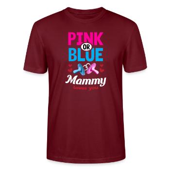 Pink or Blue Mammy Loves You Gender Reveal Party - Stanley/Stella CRAFTER Unisex Organic T-Shirt - burgundy - Front - Alina (178cm) & Michal (187cm)