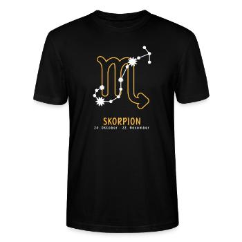Sternzeichen Illustration Skorpion - Stanley/Stella Unisex Bio-T-Shirt CRAFTER - Schwarz - Vorne - Alina (178cm) & Michal (187cm)