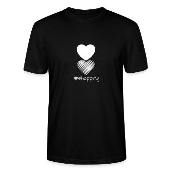 I Love Shopping - Stanley/Stella Unisex Bio-T-Shirt CRAFTER - Schwarz - Vorne - Alina (178cm) & Michal (187cm)