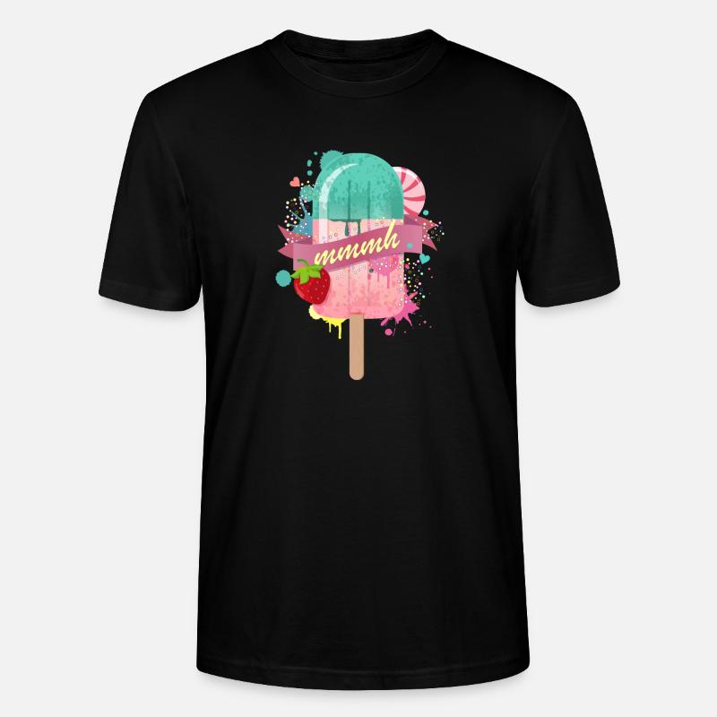 Eis am Stiel mit Erdbeere - Stanley/Stella Unisex Bio-T-Shirt CRAFTER - Schwarz