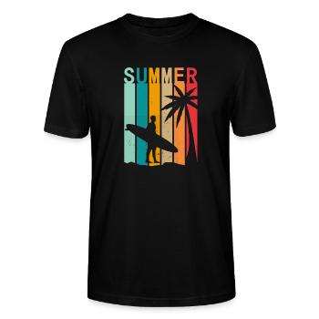 Surfen - Stanley/Stella Unisex Bio-T-Shirt CRAFTER - Schwarz - Vorne - Alina (178cm) & Michal (187cm)