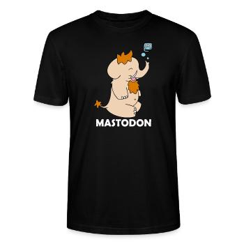 Mastodon Fediverse bright - Stanley/Stella CRAFTER Unisex Organic T-Shirt - black - Front - Alina (178cm) & Michal (187cm)