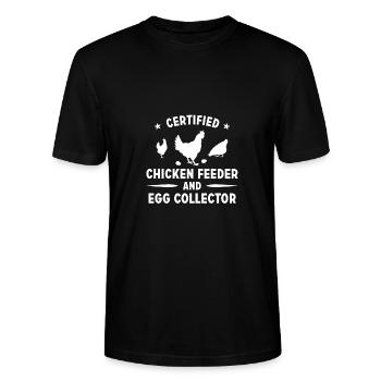 Zertifizierter Hühnerfütterer und Eiersammler - - Stanley/Stella Unisex Bio-T-Shirt CRAFTER - Schwarz - Vorne - Alina (178cm) & Michal (187cm)