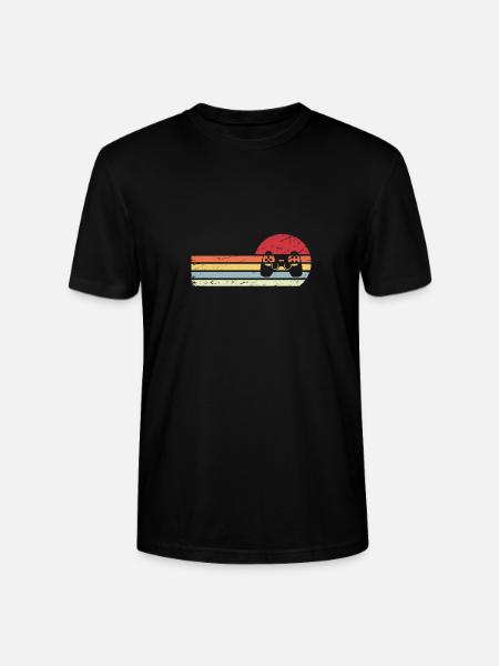 Sun and Retro Lines - Game - - Stanley/Stella CRAFTER Unisex Organic T-Shirt - black