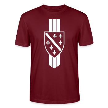 Bosna Coat of Arms White - Stanley/Stella CRAFTER Unisex Organic T-Shirt - burgundy - Front - Alina (178cm) & Michal (187cm)