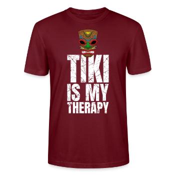 Tiki est ma thérapie Haiwaii Fan de culture Tiki - T-shirt bio CRAFTER Stanley Stella Unisexe - bordeaux - Devant - Alina (178cm) & Michal (187cm)
