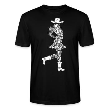 Linedance Dancer Cowgirls Damen Mädchen Line Dance - Stanley/Stella Unisex Bio-T-Shirt CRAFTER - Schwarz - Vorne - Alina (178cm) & Michal (187cm)