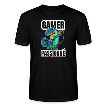 gamer passionné - T-shirt bio CRAFTER Stanley Stella Unisexe - noir - Devant - Alina (178cm) & Michal (187cm)