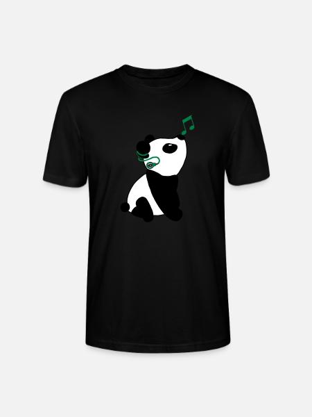 Panda with cochlear implant - Stanley/Stella CRAFTER Unisex Organic T-Shirt - black
