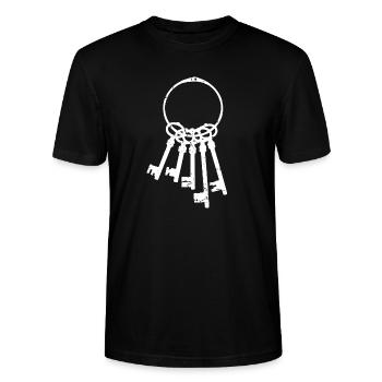 Schlüsselbund - Stanley/Stella Unisex Bio-T-Shirt CRAFTER - Schwarz - Vorne - Alina (178cm) & Michal (187cm)
