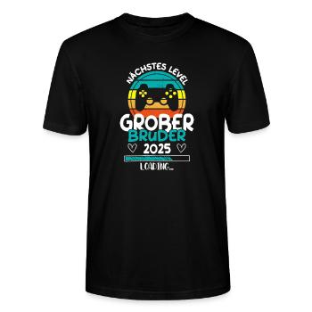 Nächstes Level Großer Bruder 2025 Loading - Stanley/Stella Unisex Bio-T-Shirt CRAFTER - Schwarz - Vorne - Alina (178cm) & Michal (187cm)