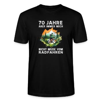 70 Geburtstag Radfahrer Bike Fahrradfahrer - Stanley/Stella Unisex Bio-T-Shirt CRAFTER - Schwarz - Vorne - Alina (178cm) & Michal (187cm)