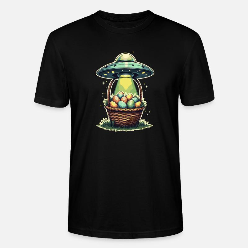Alien Easter Egg Abduction Design - Stanley/Stella CRAFTER Unisex Organic T-Shirt - black