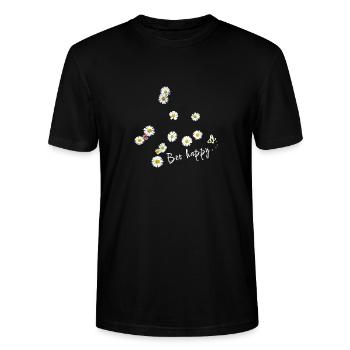 Bee happy, Biene,Gänseblümchen,Blumen - Stanley/Stella Unisex Bio-T-Shirt CRAFTER - Schwarz - Vorne - Alina (178cm) & Michal (187cm)