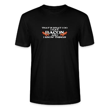 Bacon Bacon Grill - Stanley/Stella CRAFTER Unisex Organic T-Shirt - black - Front - Alina (178cm) & Michal (187cm)