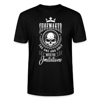 Schuhmacher Job Humor Leder - Stanley/Stella Unisex Bio-T-Shirt CRAFTER - Schwarz - Vorne - Alina (178cm) & Michal (187cm)