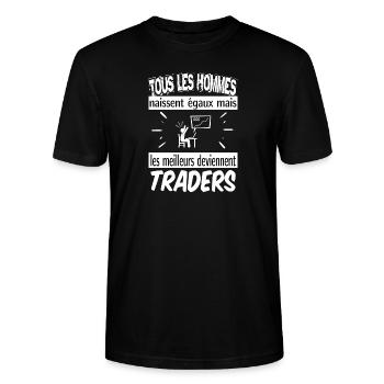 traders - T-shirt bio CRAFTER Stanley Stella Unisexe - noir - Devant - Alina (178cm) & Michal (187cm)