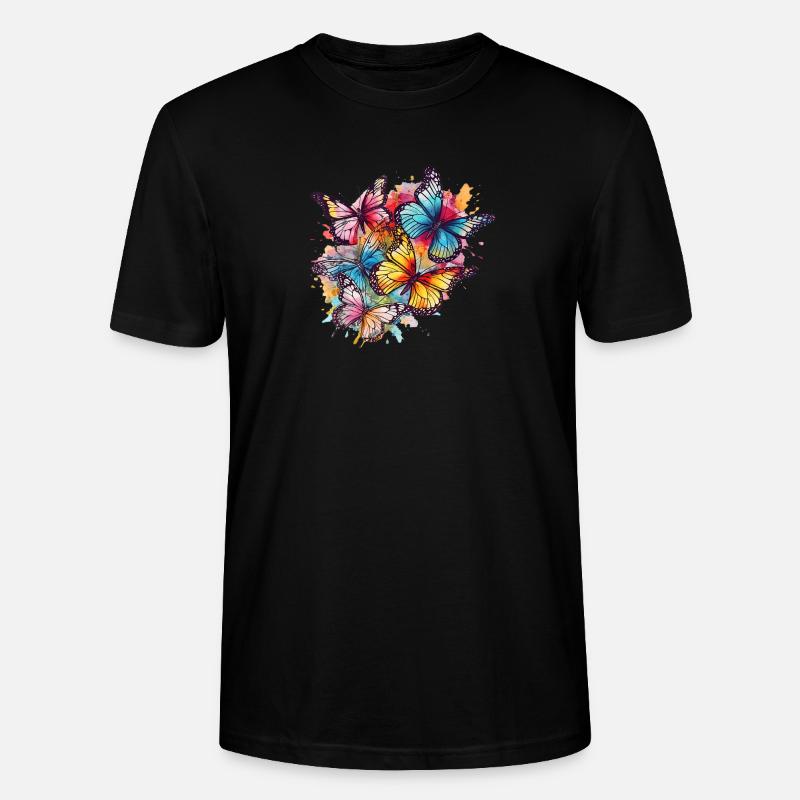Beaux papillons Aquarelle Art - T-shirt bio CRAFTER Stanley Stella Unisexe - noir