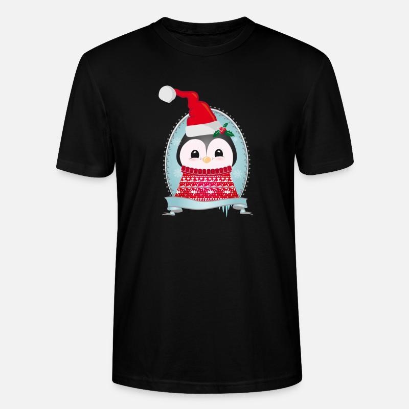 weihnachtlicher Pinguin mit Strickpullover & Mütze - Stanley/Stella Unisex Bio-T-Shirt CRAFTER - Schwarz