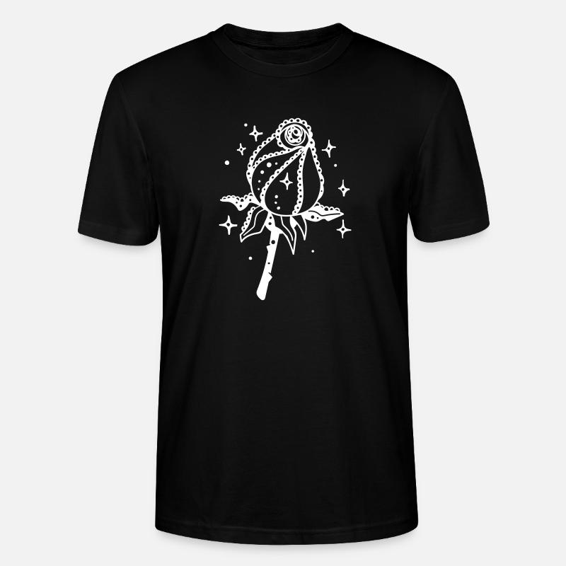 Weiße Rose mit Sternenglanz - Stanley/Stella Unisex Bio-T-Shirt CRAFTER - Schwarz