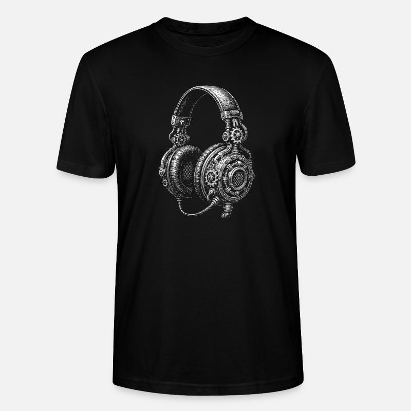 Steampunk Kopfhörer Skizze - Stanley/Stella Unisex Bio-T-Shirt CRAFTER - Schwarz