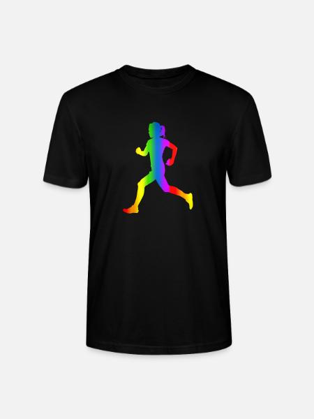 Bunter Läuferin Regenbogen - Stanley/Stella Unisex Bio-T-Shirt CRAFTER - Schwarz