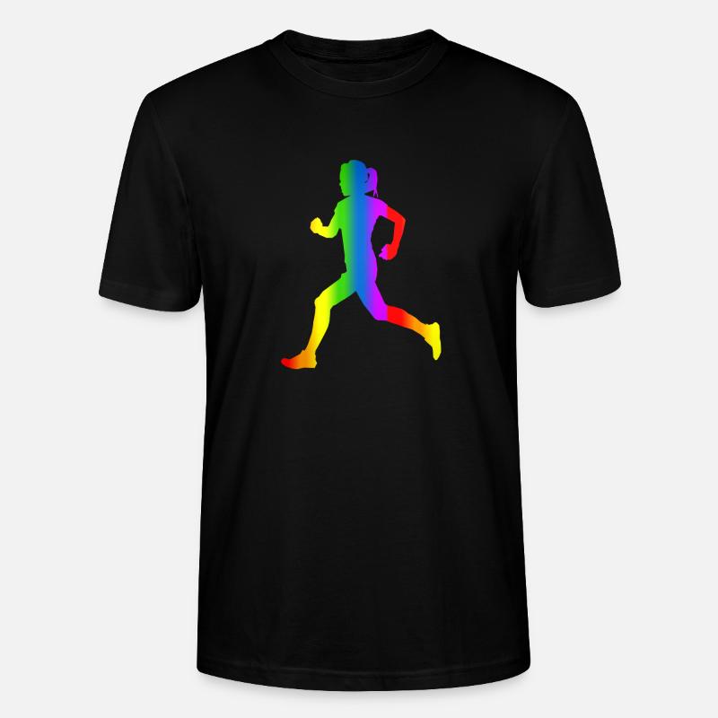 Bunter Läuferin Regenbogen - Stanley/Stella Unisex Bio-T-Shirt CRAFTER - Schwarz