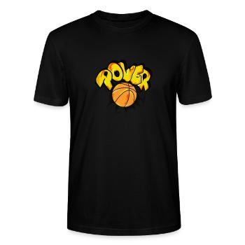 Power basket-ball - logo sport - T-shirt bio CRAFTER Stanley Stella Unisexe - noir - Devant - Alina (178cm) & Michal (187cm)