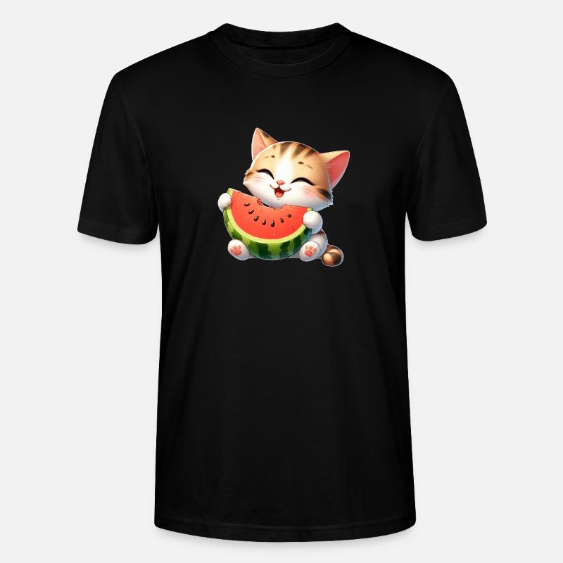 Melon Chat Pastèque Drôle Fruité - T-shirt bio CRAFTER Stanley Stella Unisexe - noir