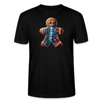 Cyberpunk Lebkuchenmännchen - Stanley/Stella Unisex Bio-T-Shirt CRAFTER - Schwarz - Vorne - Alina (178cm) & Michal (187cm)