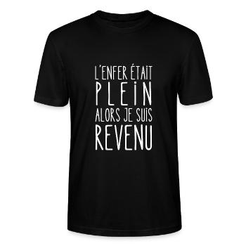 l'enfer était plein alors je suis revenu - T-shirt bio CRAFTER Stanley Stella Unisexe - noir - Devant - Alina (178cm) & Michal (187cm)