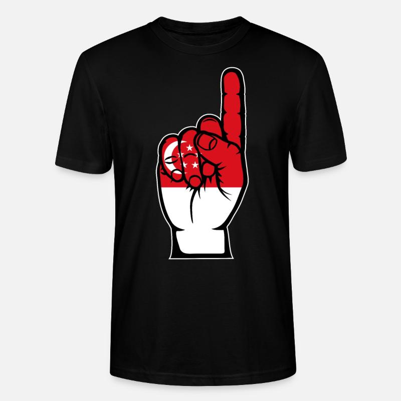 Drapeau de Singapour numéro 1 - T-shirt bio CRAFTER Stanley Stella Unisexe - noir
