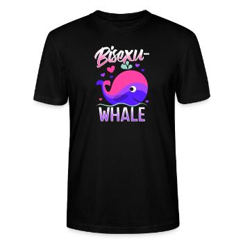 BisexuWHALE Funny Bisexual Pride Illustration - Stanley/Stella CRAFTER Unisex Organic T-Shirt - black - Front - Alina (178cm) & Michal (187cm)