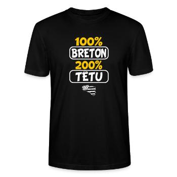 Breton têtu - T-shirt bio CRAFTER Stanley Stella Unisexe - noir - Devant - Alina (178cm) & Michal (187cm)