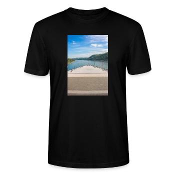 Affiche du Rhin et de la Moselle de Deutsches Eck Koblenz - T-shirt bio CRAFTER Stanley Stella Unisexe - noir - Devant - Alina (178cm) & Michal (187cm)