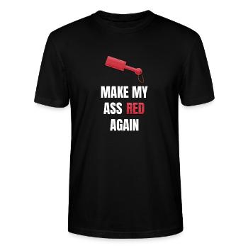 Make My Ass Red again Kinky Paddle BDSM leather - Stanley/Stella Unisex Bio-T-Shirt CRAFTER - Schwarz - Vorne - Alina (178cm) & Michal (187cm)