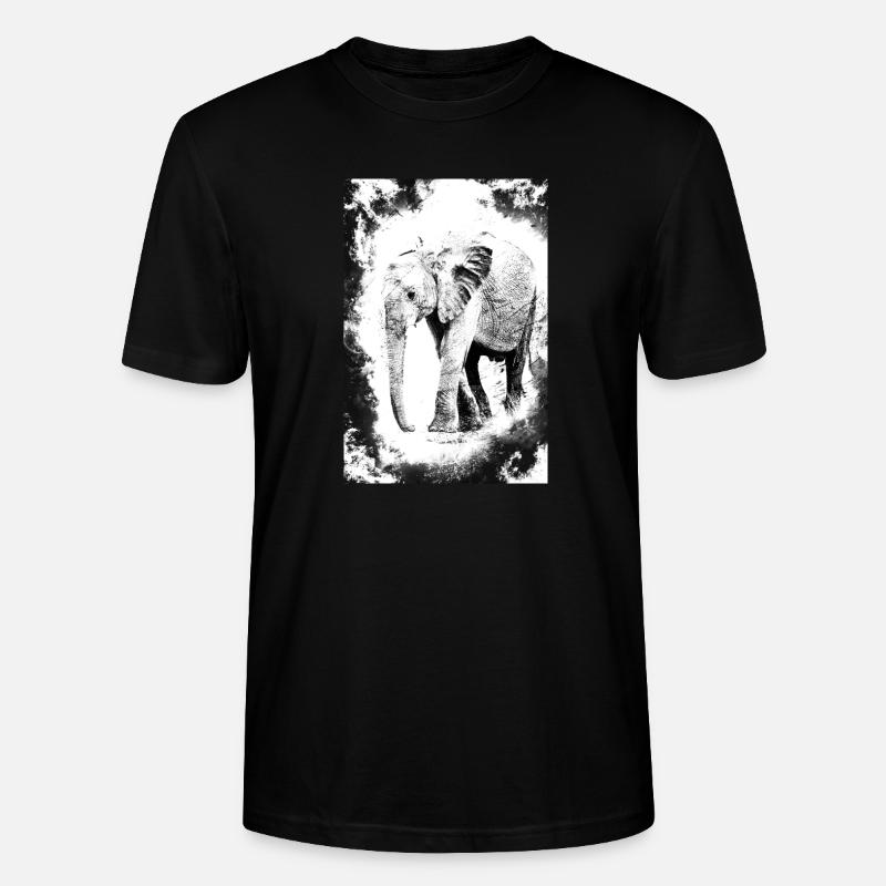 éléphant en noir et blanc - T-shirt bio CRAFTER Stanley Stella Unisexe - noir