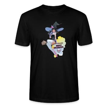 Happy Helloween Witch - Stanley/Stella CRAFTER Unisex Organic T-Shirt - black - Front - Alina (178cm) & Michal (187cm)