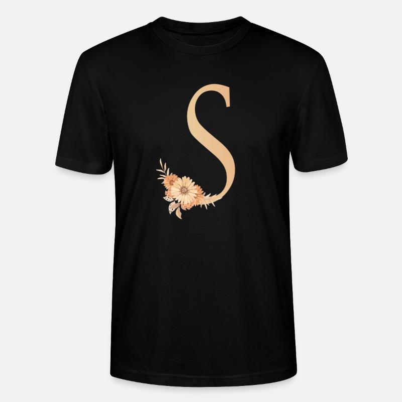 Buchstabe S mit Blumen - Stanley/Stella Unisex Bio-T-Shirt CRAFTER - Schwarz