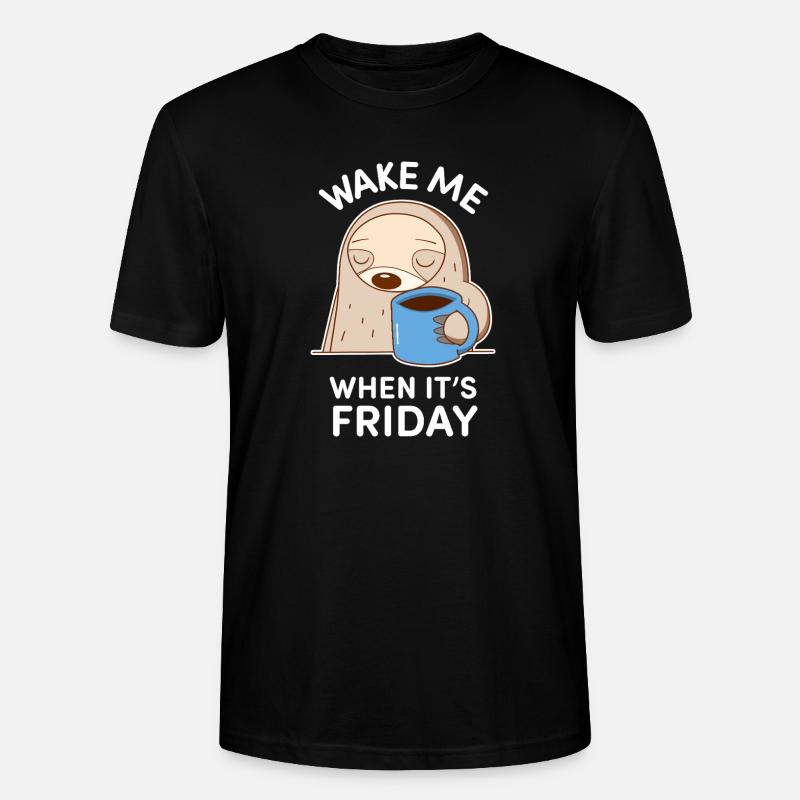 Sovende dovendyr og kop kaffe - Stanley Stella CRAFTER unisex økologisk-T-shirt - sort