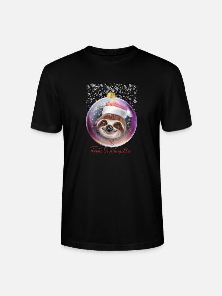 Frohe Weihnachten Weihnachtsoutfit Faultier - Stanley/Stella Unisex Bio-T-Shirt CRAFTER - Schwarz