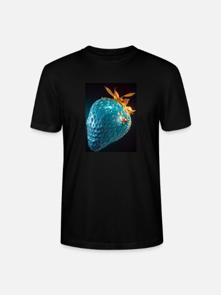 Strawberry, technical, high-tech, illustration, blue - Stanley/Stella CRAFTER Unisex Organic T-Shirt - black