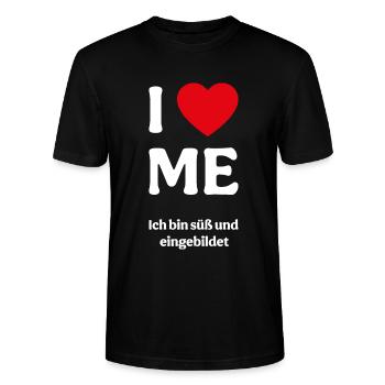 I love me - Ich bin süß und eingebildet - Stanley/Stella Unisex Bio-T-Shirt CRAFTER - Schwarz - Vorne - Alina (178cm) & Michal (187cm)