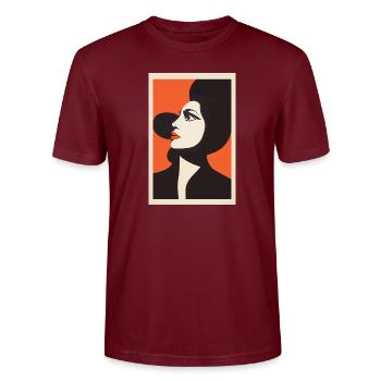 Frau à la Saul Bass - Stanley/Stella Unisex Bio-T-Shirt CRAFTER - Burgunderrot - Vorne - Alina (178cm) & Michal (187cm)
