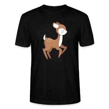 Reh Rehkitz - Stanley/Stella Unisex Bio-T-Shirt CRAFTER - Schwarz - Vorne - Alina (178cm) & Michal (187cm)