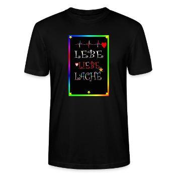 affiche en direct amour rire - T-shirt bio CRAFTER Stanley Stella Unisexe - noir - Devant - Alina (178cm) & Michal (187cm)