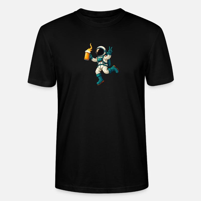 Astronaut mit Bier - Stanley/Stella Unisex Bio-T-Shirt CRAFTER - Schwarz